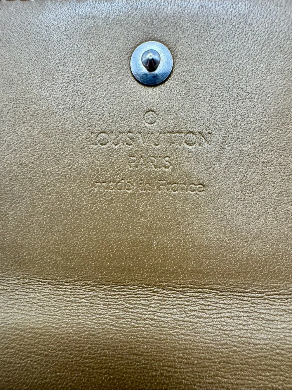 Louis Vuitton Verniz Gold Compact Embossed Monogram Wallet